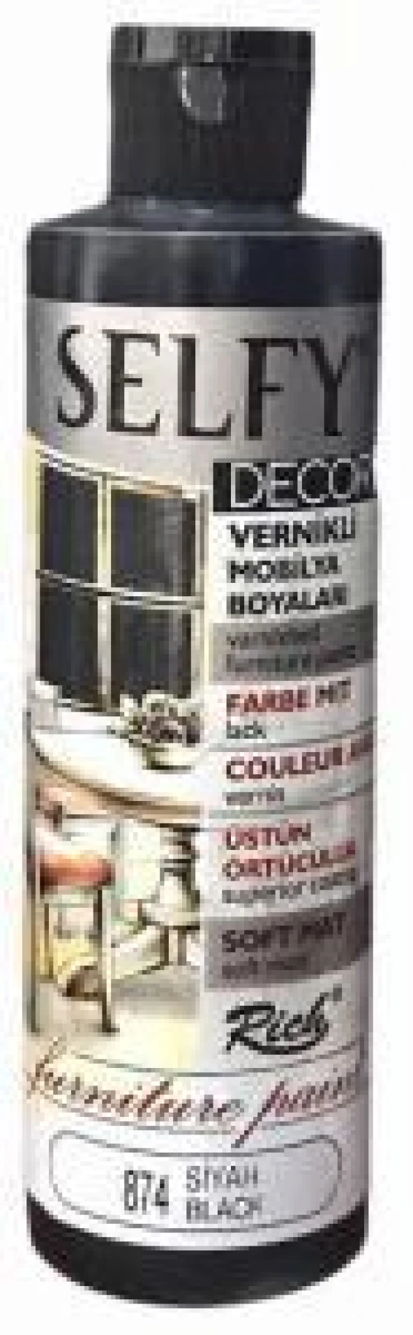 Rich Selfy Decor Vernikli Boya 240cc Siyah 874 ürün görseli 1