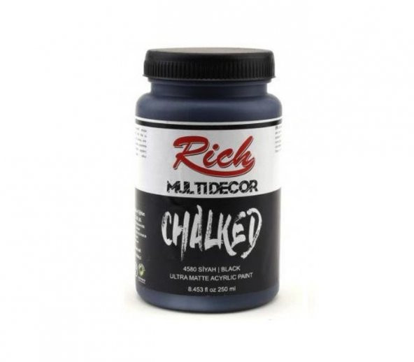 Rich Multi Decor Chalked Akrilik Boya 250ml. 4580 SİYAH ürün görseli 1