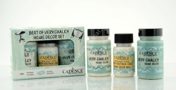 Cadence Very Chalky Home Decor Set 2 Renk 90ml+50ml Wax Pak Beyaz-Küf Yeşili ürün görseli 1