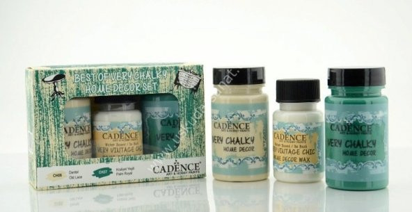 Cadence Very Chalky Home Decor Set 2 Renk 90ml+50ml Wax Dantel-Kraliyet Yeşili ürün görseli 1