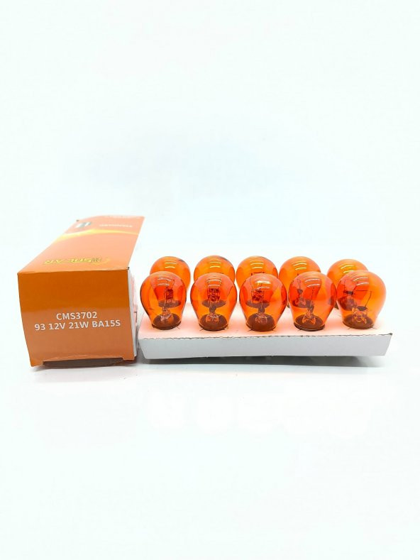 CMSOLAR 12v 93 21w Turuncu (Amber) Ampul 10lu Paket ürün görseli 1