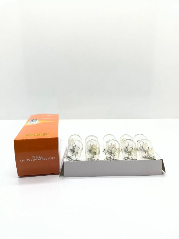 CMSOLAR 12v T20 21w Tek Duy Dipsiz Standart Ampul 10lu Paket ürün görseli 1