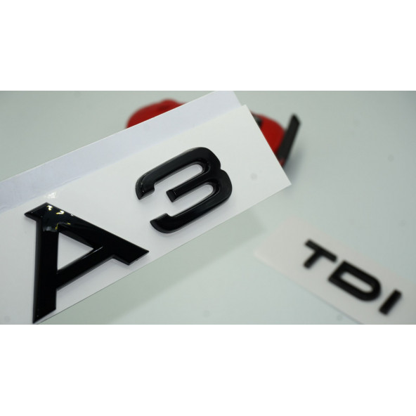 Audi A3 TDi Parlak Siyah ABS 3M 3D Bagaj Yazı Logo Orjinal Ürün ürün görseli 1