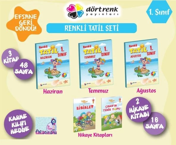 Dörtrenk 1. Sınıf Yaz Tatil Kitabı Seti (6 Parça) ürün görseli 1