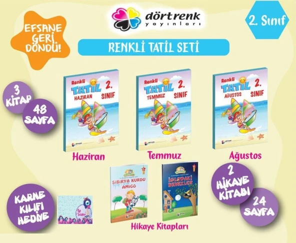 Dörtrenk 2. Sınıf Yaz Tatil Kitabı Seti (6 Parça) ürün görseli 1