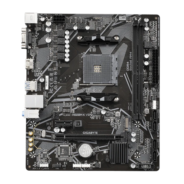 GIGABYTE A520M K V2 DDR4 5100Mhz(OC) HDMI M.2 mATX AM4 ürün görseli 1
