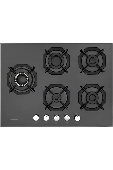 Eminçelik Ankastre 70cm 5 Gözlü Döküm Izgaralı Wok'lu Siyah Cam Ocak Ah 2250 Sbw Bg70 ürün görseli 1