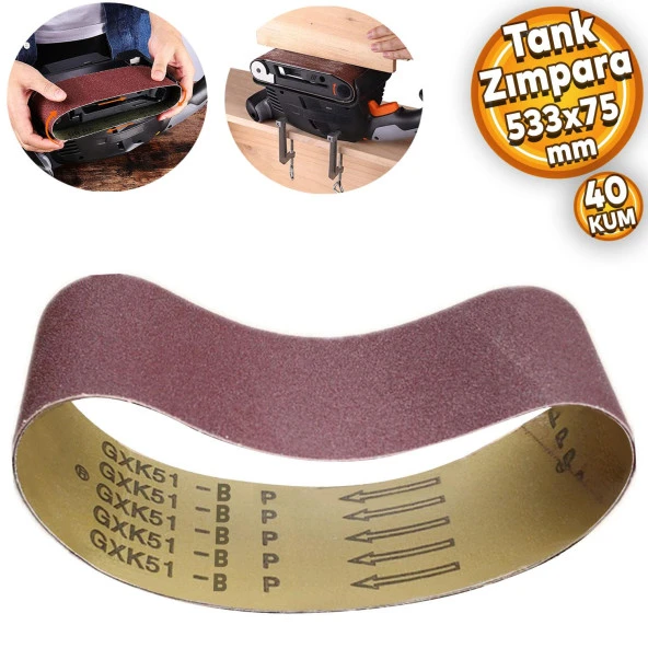 Sonsuz Bant 40 Kum Tank Palet Zımpara Kağıdı 75 x 533 mm ürün görseli 1