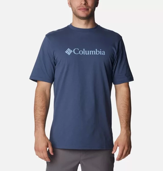 Columbia CSC M Basic Logo Brushed Erkek Kısa Kollu T-Shirt Dağ Mavisi CS0287-480 ürün görseli 1