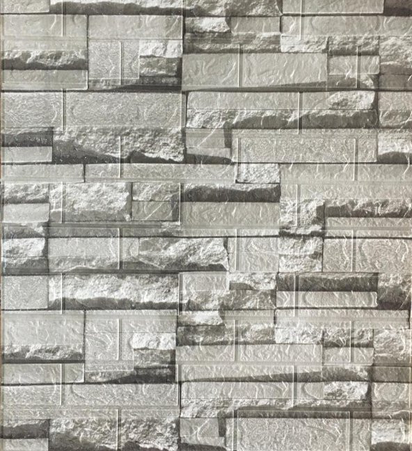 Renkli Duvarlar 70x38cm (0,26 m2)Kendinden Yapışkanlı 3 Boyutlu Yığma Tuğla Gri Duvar Kağıdı Paneli NW115 ürün görseli 1