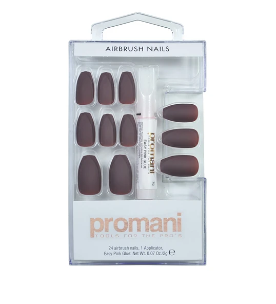 Promani PR-5018 Mat Koyu Bordo Takma Tırnak Seti ürün görseli 1