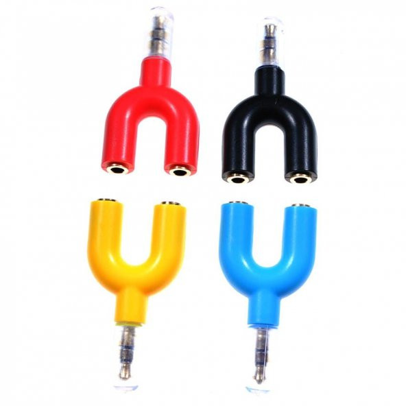 3.5 mm TRS Stereo Kulaklık Çoklayıcı "U" Tip Aparat - Siyah ürün görseli 1