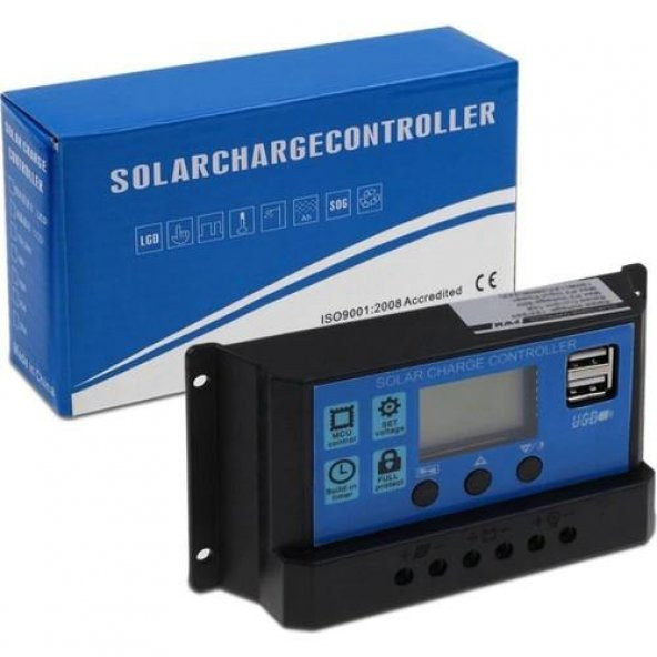 30A Dijital Güneş Paneli Solar Akü Şarj Kontrol Cihazı 12V 24V ürün görseli 1