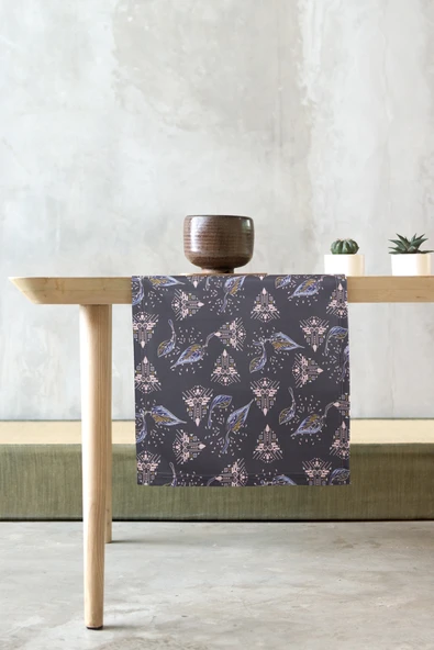 Masa Runner Yıkanabilir Sofra Masa Salon Mutfak Masası Sehpa Masa Runnerı 40X140 cm Brina Gri ürün görseli 1