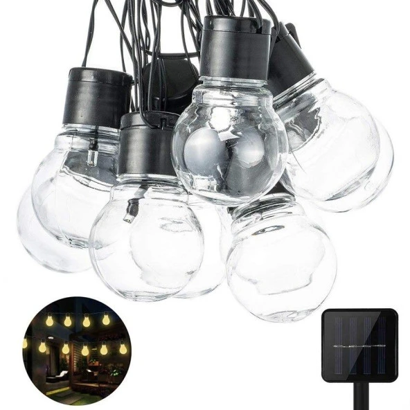Solar 10Led Ampül 8 Mod 3.5Mt Güneş Enerjili Dış Bahçe Aydınlatma Dekorasyon Günışığı ürün görseli 1