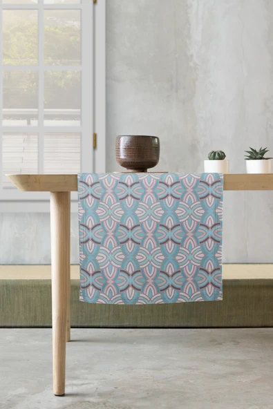 Masa Runner Yıkanabilir Sofra Masa Salon Mutfak Masası Sehpa Masa Runnerı 40X140 cm Nouvel Turkuaz ürün görseli 1