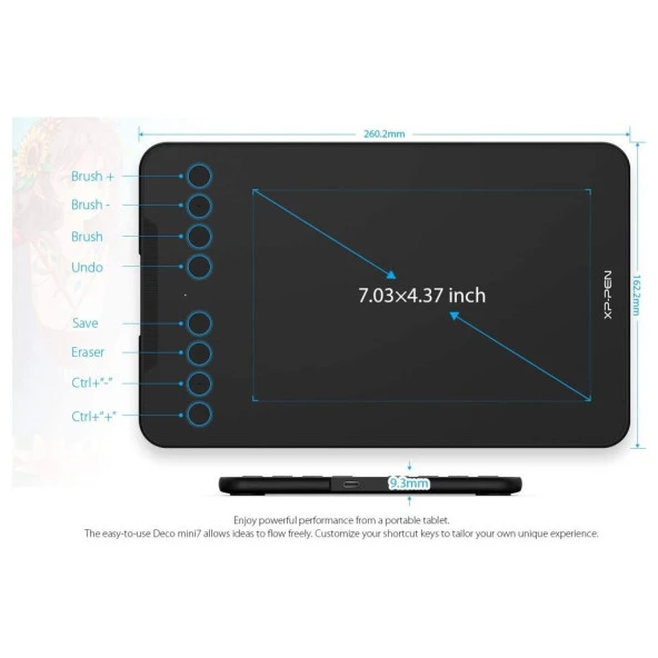 XP-Pen Deco Mini7 Grafik Tablet Android Windows Ios - Resim 4
