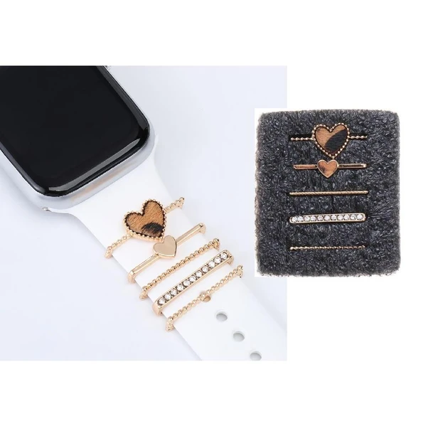 Apple Watch Uyumlu Leopar Kalpli Kordon Aksesuar/charm Gold Renkli ürün görseli 1