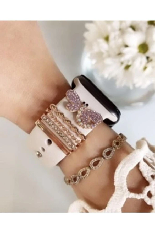 Watch Uyumlu Kelebek Figürlü Saat Kordon Charm Aksesuar Renk ürün görseli 1