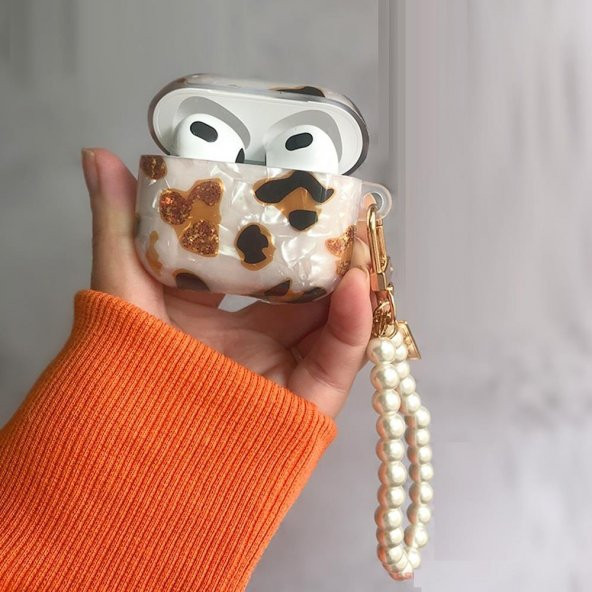 Airpods 3 Kılıf Kulaklık Kılıfı Leopar Desenli Kopçalı Korumalı Kılıf ürün görseli 1