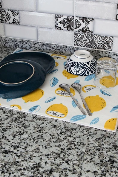 Baskılı Bulaşık Kurutma Matı 46x36 Cm Kurulama Bezi Örtüsü Mf-055 ürün görseli 1