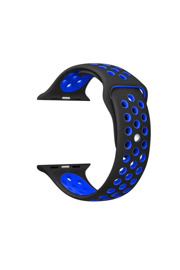 Apple Watch Seri 1 2 3 38 mm Uyumlu Siyah Lacivert Small Beden Delikli Silikon Kordon ürün görseli 1