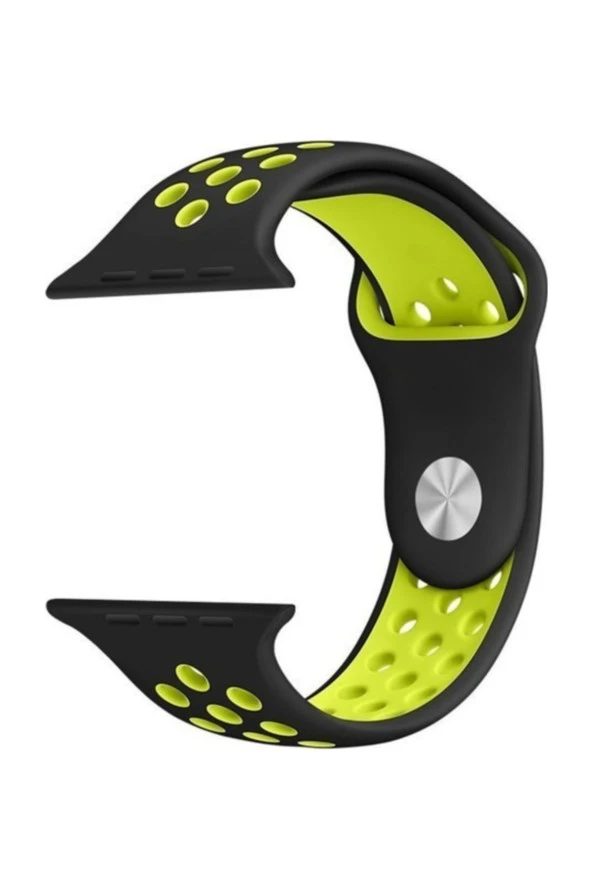 Siayh Sarı Apple Watch Seri 1 2 3 38 Mm Uyumlu Small Beden Delikli Silikon Kordon ürün görseli 1