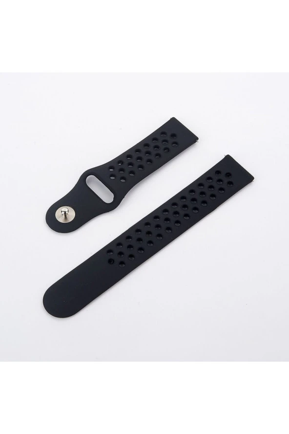 Samsung Galaxy Watch 4 44 Mm R870 Için Delikli Spor Kordon Füme Siyah ürün görseli 1
