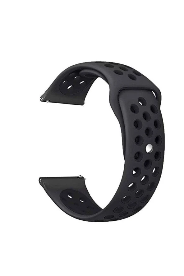 Samsung Galaxy Watch 4 Classic 42 Mm R880 Için Delikli Spor Kordon Siyah Siyah ürün görseli 1