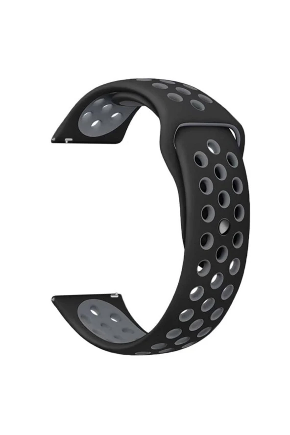Samsung Galaxy Watch 4 Classic 42 Mm R880 Için Delikli Spor Kordon Siyah Gri ürün görseli 1