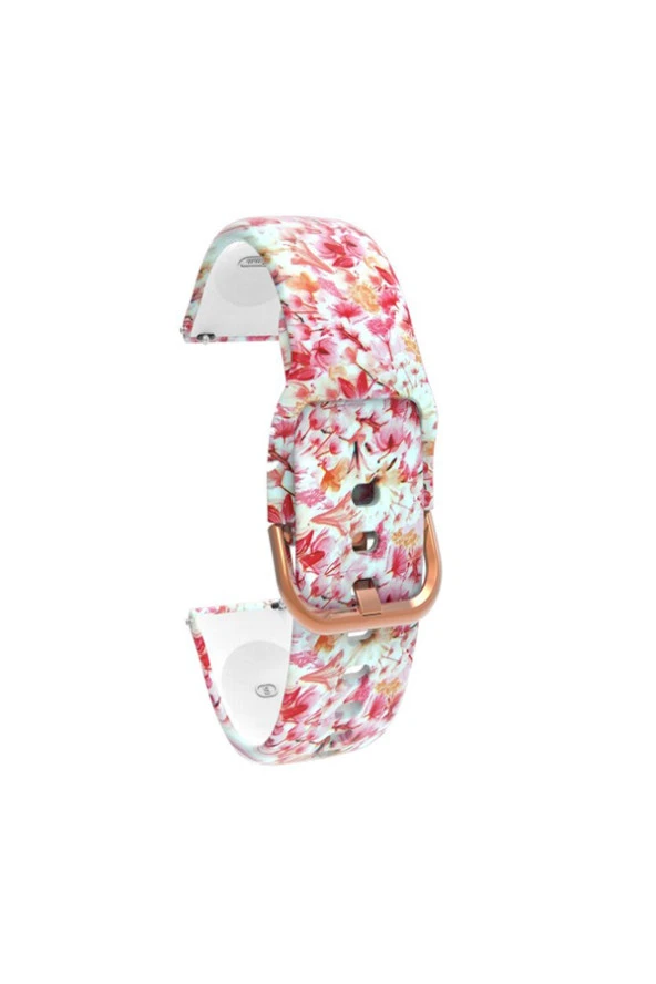 Samsung Galaxy Watch 46 Mm R800 Için Desenli Silikon Kordon Pembe Çiçek ürün görseli 1