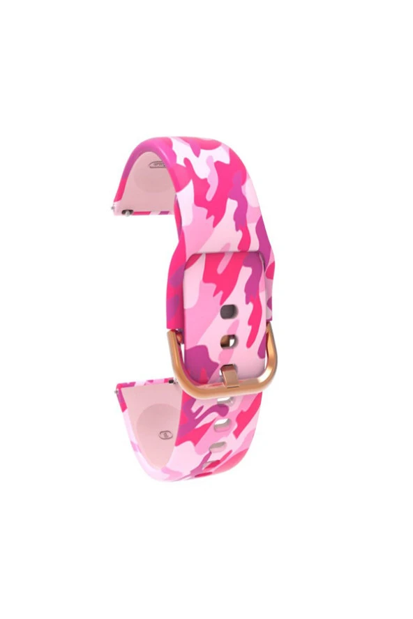 Samsung Galaxy Watch 46 Mm R800 Için Desenli Silikon Kordon Pembe Kamuflaj ürün görseli 1