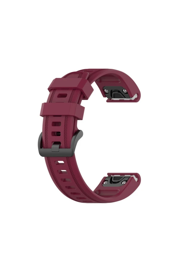Garmin Fenix 5s - 5s Plus Uyumlu Quick Fit Özellikli Silikon Kordon Kayış Bordo ürün görseli 1