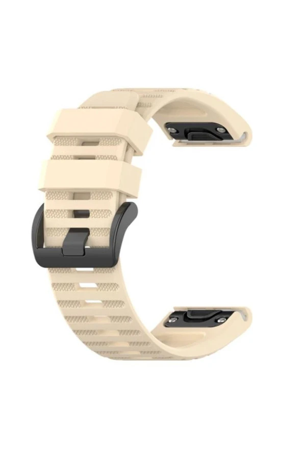 Garmin Fenix 5 - 5 Sapphire - 5 Plus Uyumlu Quick Fit Özellikli Silikon Kordon Kayış Krem ürün görseli 1