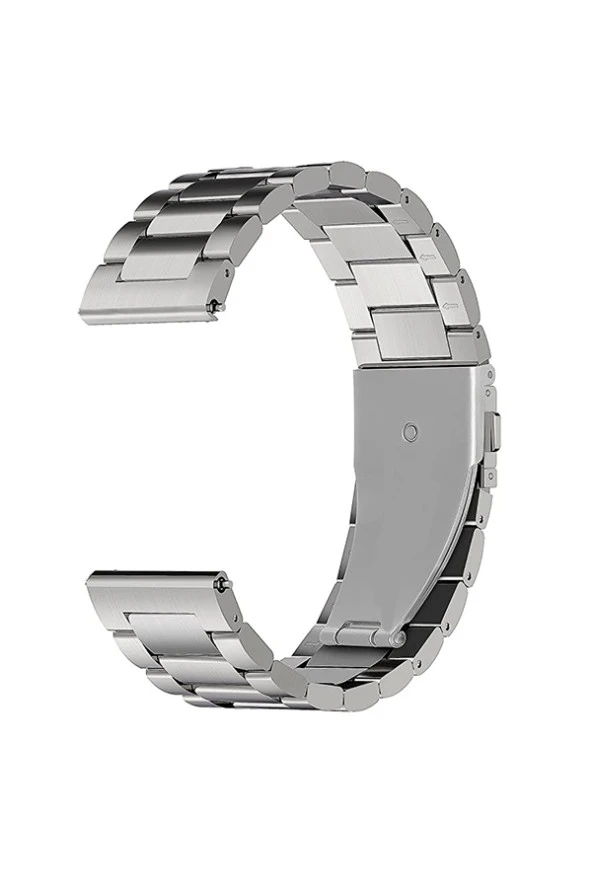 Amazfit Bip - Bip U - Bip S Için Metal Tokalı Dişli Kordon Gümüş ürün görseli 1