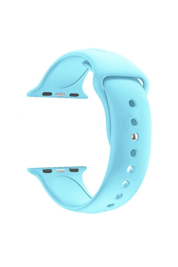 Apple Watch Seri 1 2 3 Için 42 Mm Small Beden(s/m Size) Silikon Kordon(54 Renk) Açık Mavi ürün görseli 1