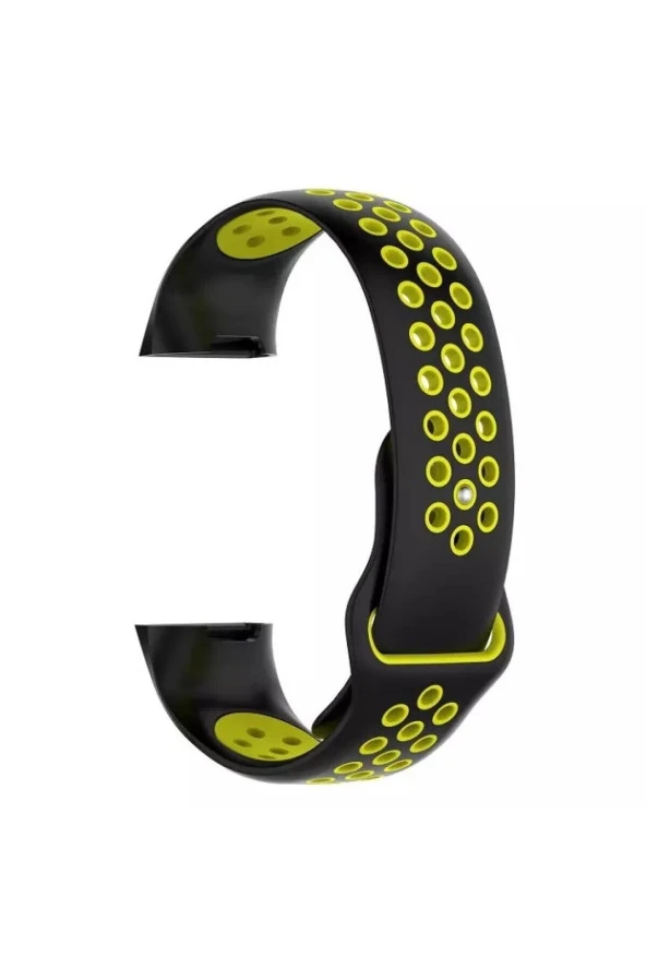 Fitbit Charge 3 Için Large Beden(l Sıze) Delikli Silikon Kordon Siyah Sarı ürün görseli 1