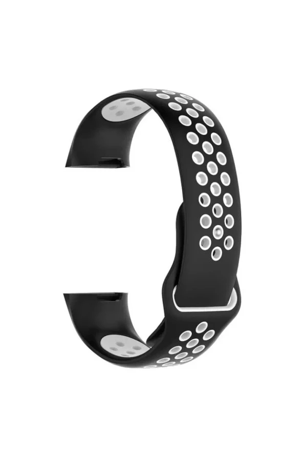 Fitbit Charge 4 Için Small Beden(s Sıze) Delikli Silikon Kordon Siyah Beyaz ürün görseli 1
