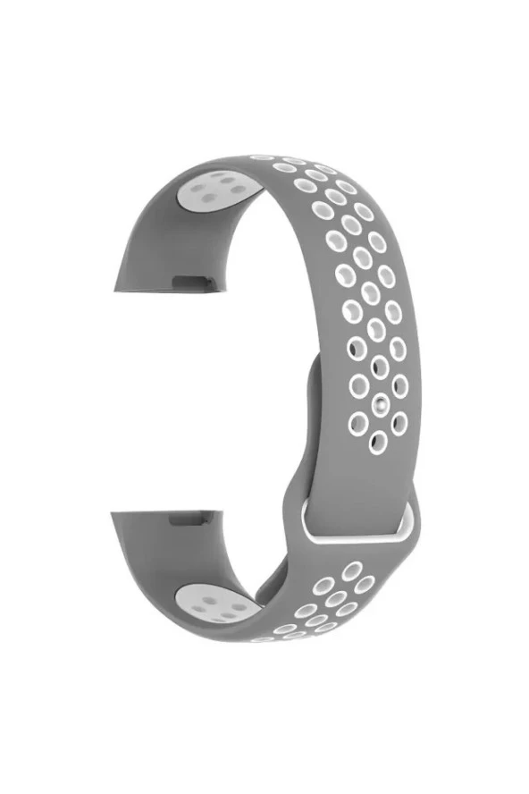 Fitbit Charge 3 Için Large Beden(l Sıze) Delikli Silikon Kordon Gri Beyaz ürün görseli 1