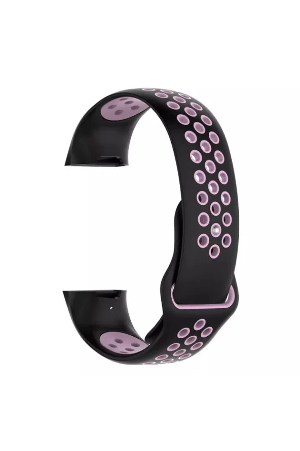 Fitbit Charge 3 Için Large Beden(l Sıze) Delikli Silikon Kordon Siyah Pembe ürün görseli 1