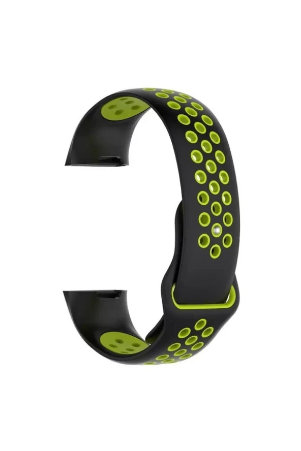 Fitbit Charge 3 Için Small Beden(s Sıze) Delikli Silikon Kordon Siyah Yeşil ürün görseli 1