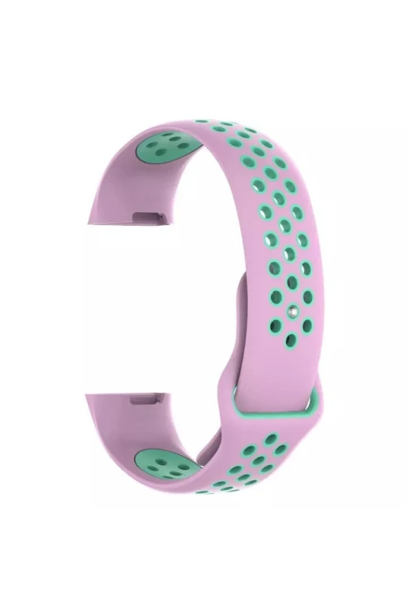Fitbit Charge 3 Için Large Beden(l Sıze) Delikli Silikon Kordon Pembe Turkuaz ürün görseli 1