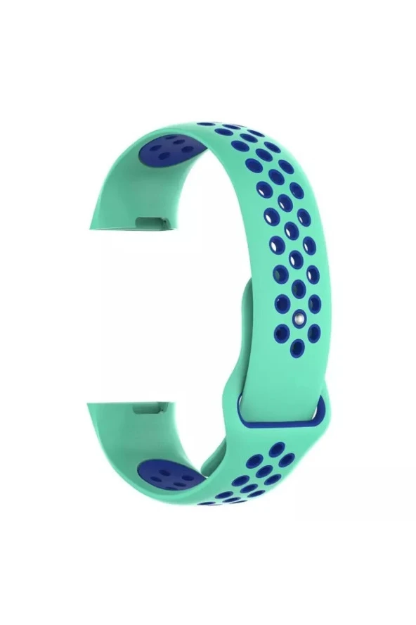 Fitbit Charge 4 Için Large Beden(l Sıze) Delikli Silikon Kordon Turkuaz Mavi ürün görseli 1
