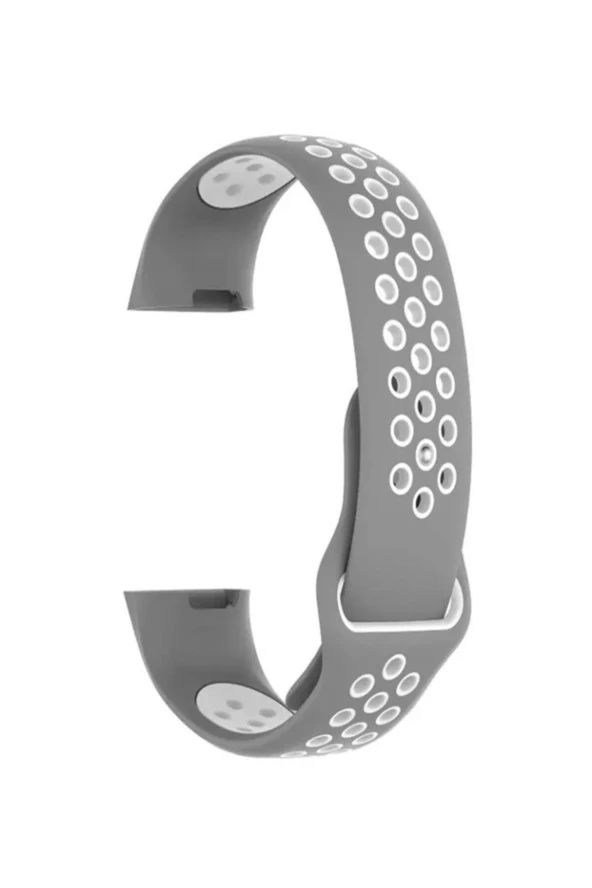 Fitbit Charge 4 Için Small Beden(s Sıze) Delikli Silikon Kordon Gri Beyaz ürün görseli 1