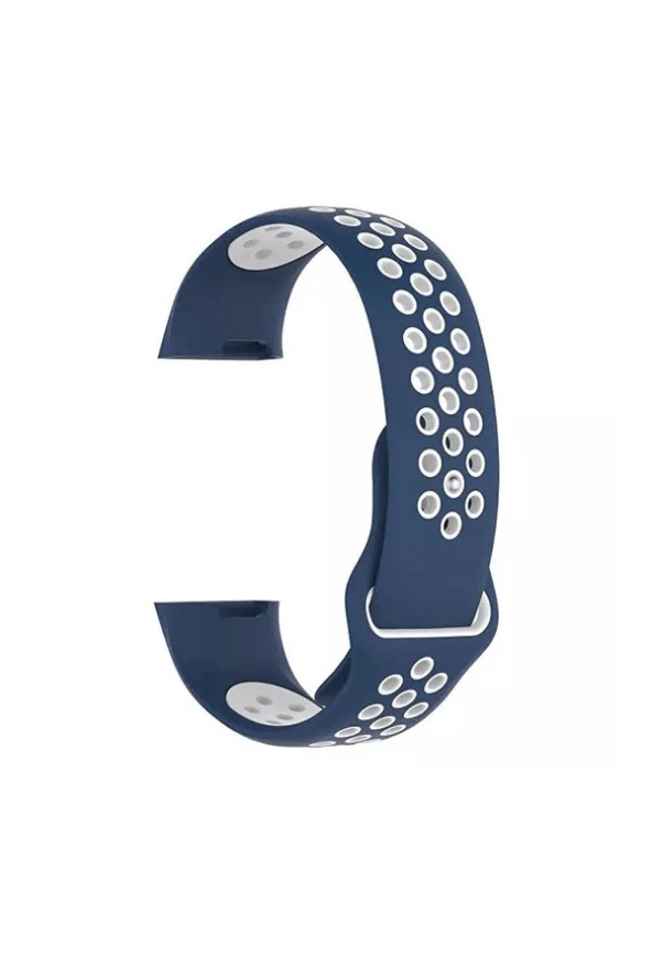Fitbit Charge 3 Için Small Beden(s Sıze) Delikli Silikon Kordon Lacivert Beyaz ürün görseli 1