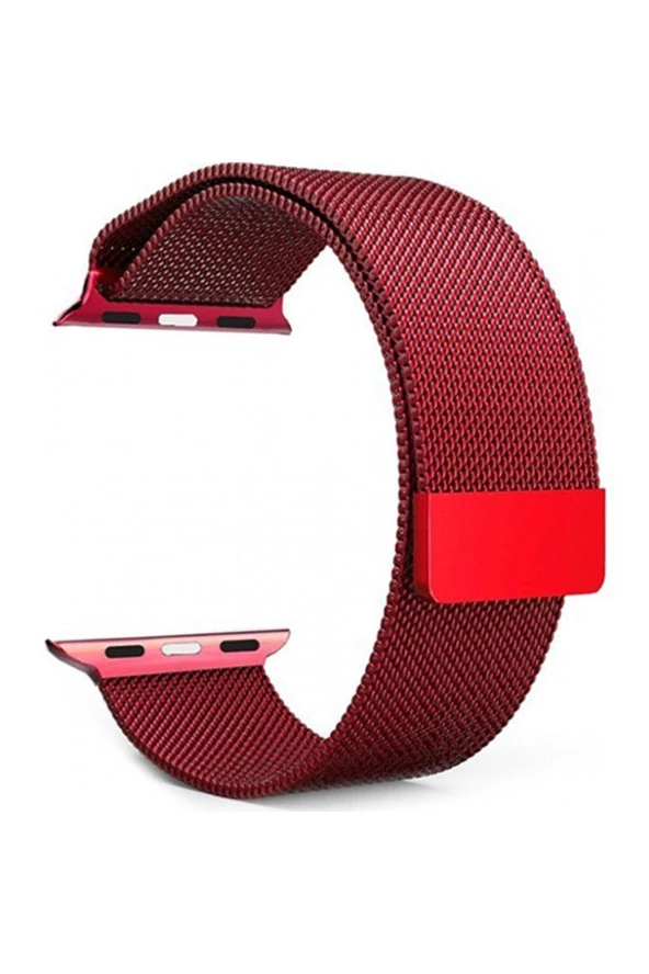Apple Watch Seri 4 5 6 44 Mm Için Metal Milanese Kordon Kırmızı ürün görseli 1