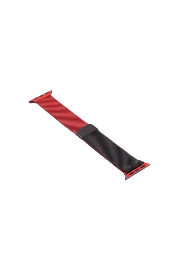 Apple Watch Seri 1 2 3 42 Mm Için Iki Renkli Metal Milanese Kordon Siyah-kırmızı (BLACK-RED) ürün görseli 1
