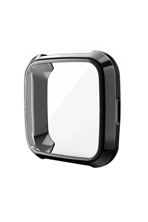 Fitbit Versa 2 Fb507 Için Tam Kaplama Silikon Kılıf Siyah ürün görseli 1