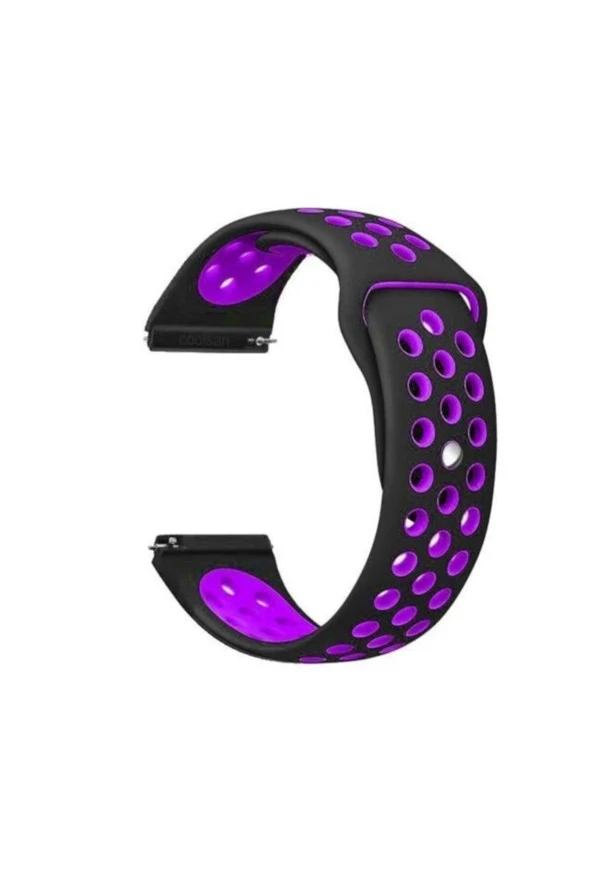 Garmin Forerunner 745 Için Delikli Silikon Kordon Kayış Siyah Mor ürün görseli 1