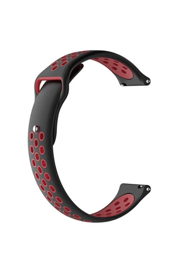 Amafit Gts 2 Mini Için Delikli Silikon Kordon Kayış Siyah Kırmızı ürün görseli 1
